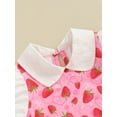 thumbnail image 6 of Biekopu Baby Girl Strawberry Romper Cute Doll Collar Puff Sleeve Frill Trim Heart Print Jumpsuit Infant Toddler Girl Clothes, 6 of 9