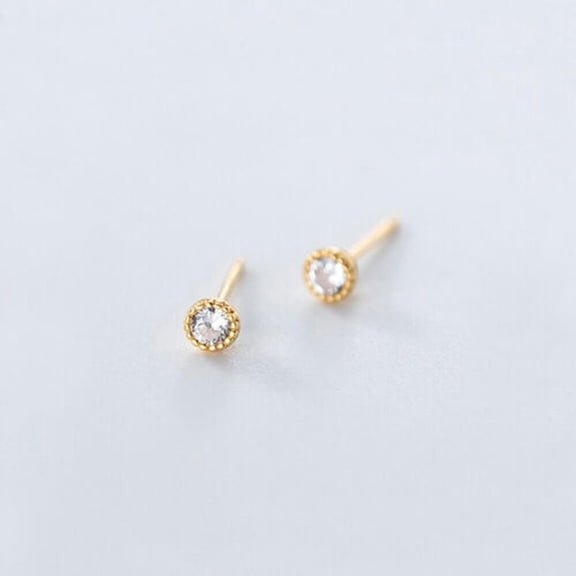 QQTDFG 925 Sterling Silver Solitaire Round CZ Helix Tragus Stud Earrings A1559-Gold