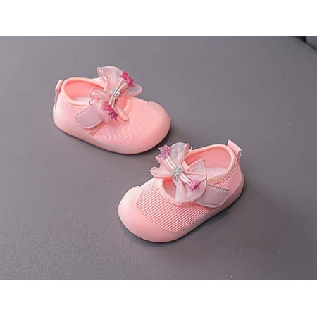 

DAETIROS Fashion Cute Bowknot Princess Non slip Baby Girls Shoes Pink