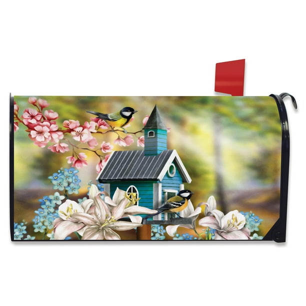 Peaceful Birdhouse Spring Mailbox Cover Standard Briarwood