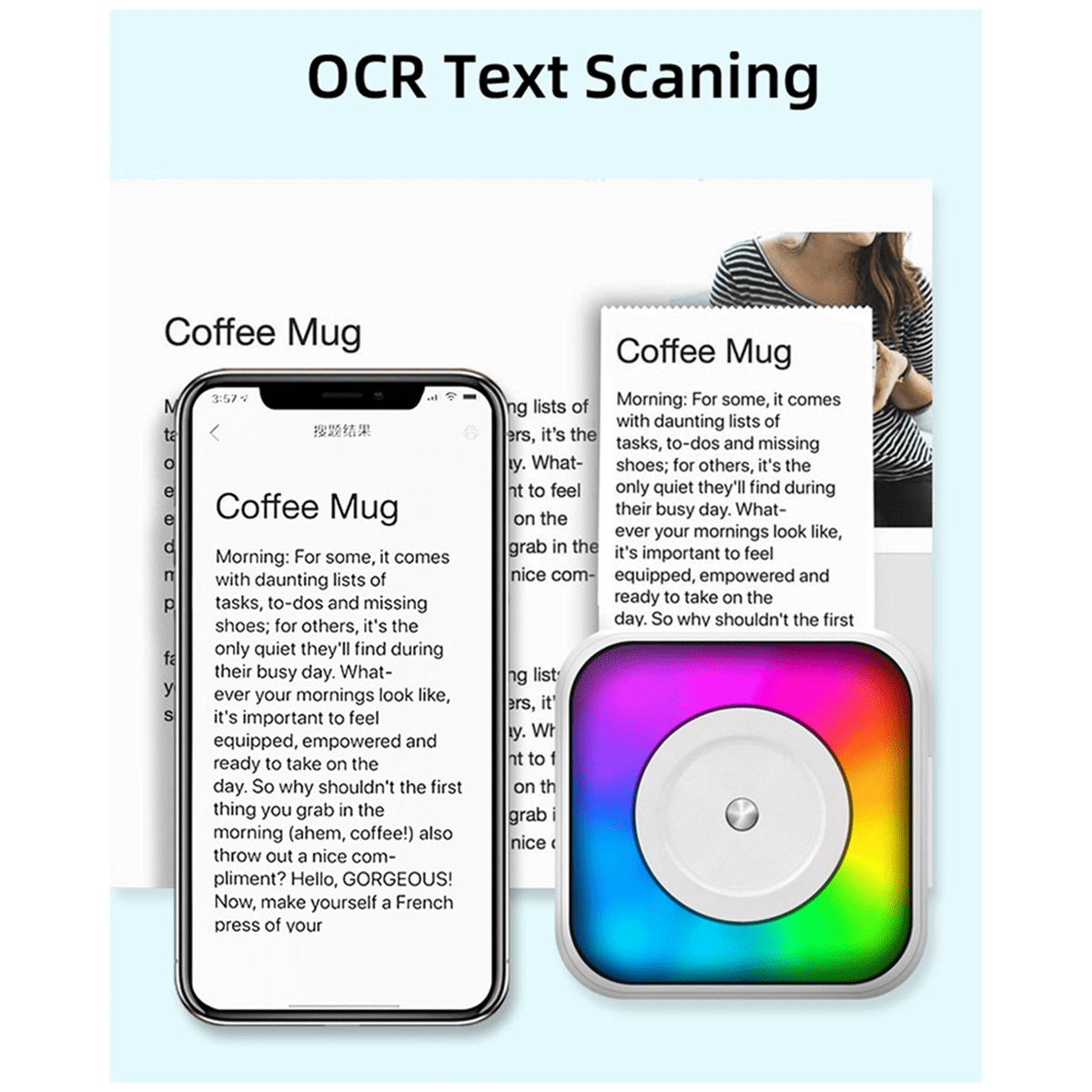 Mini LED Light Printer Pocket Thermal Paper Label Adhesive Webpage Picture Printing Bluetooth Wireless Type-C