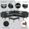 thumbnail image 5 of Harper & Bright Designs Outdoor Wicker Sofa Set with Coffee Table, 4 Pieces Patio Rattan Modular Conversation Set with Wood Leg, All Weather PE Wicker L Shaped Couch for Garden Backyard, Black+ Gray, 5 of 12