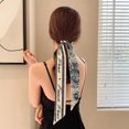 thumbnail image 4 of 2023 New Fashion Silk Scarf Hair Band Long Ribbon Bow Korean Printing Letter Hair Scarf Women Ponytail Holder Hair Accessories, 4 of 4