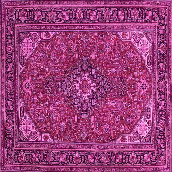 Ahgly Company Indoor Square Medallion Pink Traditional Area Rugs, 6' Square