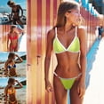 thumbnail image 4 of TIERPOP Women Sexy 2pcs Beach Bikini Set Contrast Color Triangle O-Ring Micro Swimsuit, 4 of 15