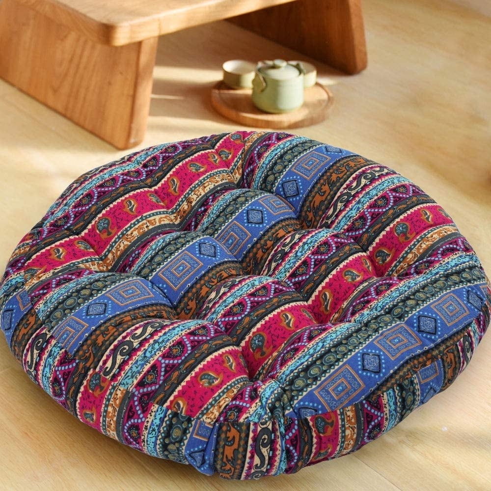 4" Thicken 22" Large Bohemian Floor Cushion, Square/Round Meditation