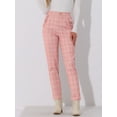 thumbnail image 3 of DARING DIVA Women's Tartan Plaid Pants Elastic Waist Straight Trousers XL Pink, 3 of 6