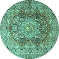 thumbnail image 1 of Ahgly Company Machine Washable Indoor Round Persian Turquoise Blue Traditional Area Rugs, 8' Round, 1 of 4