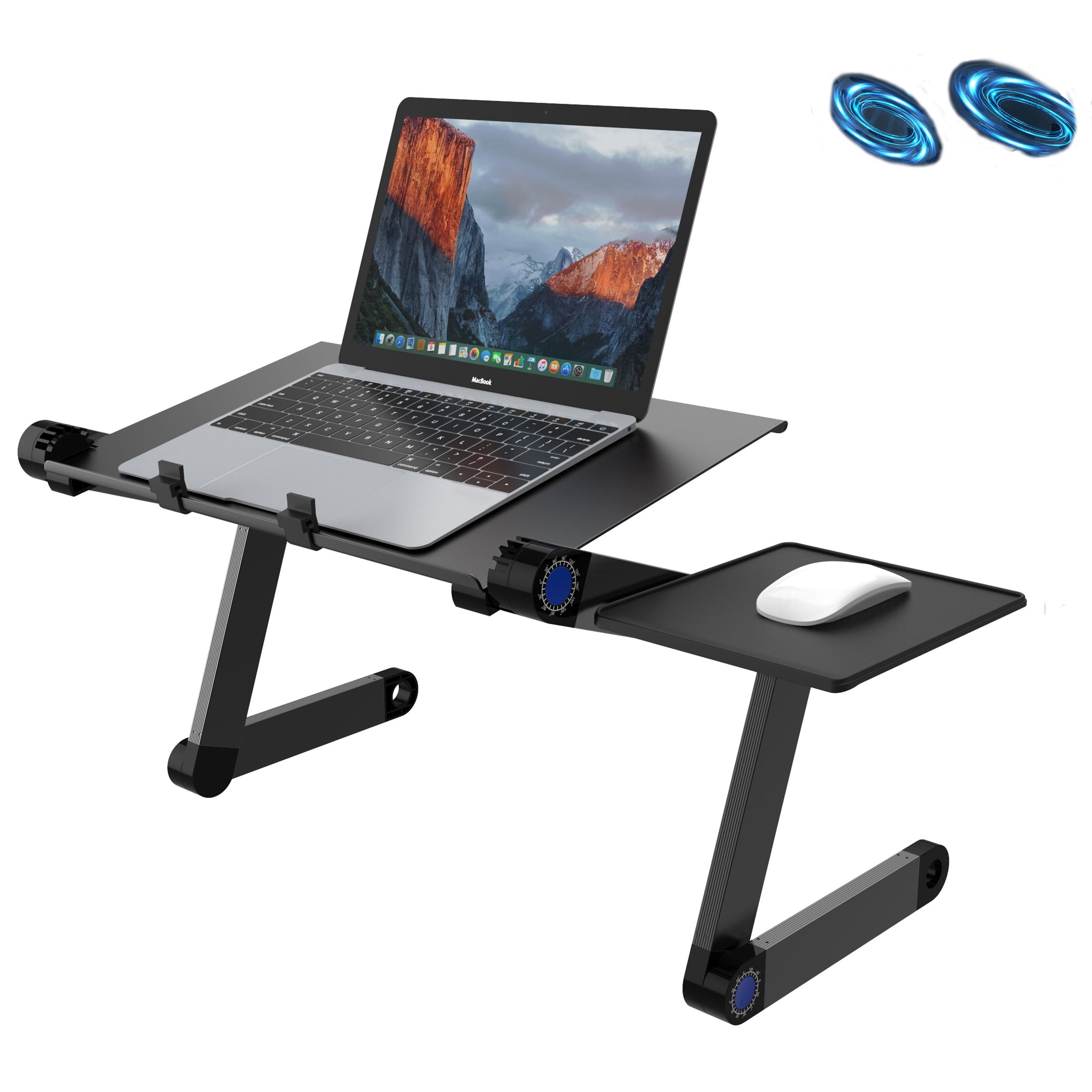 Portable 360°Adjustable foldable Laptop Desk Table Stand Bed Tray w/Cooling Fan 
