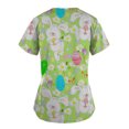 thumbnail image 5 of LSLJS Blouse Easter pour Femmes Femmes Jour Uniforme Vêtements de Travail Imprimé Col en V Manches Courtes Hauts avec Poche, Easter Hauts de Sarrau Femmes Grande Taille, 5 of 5