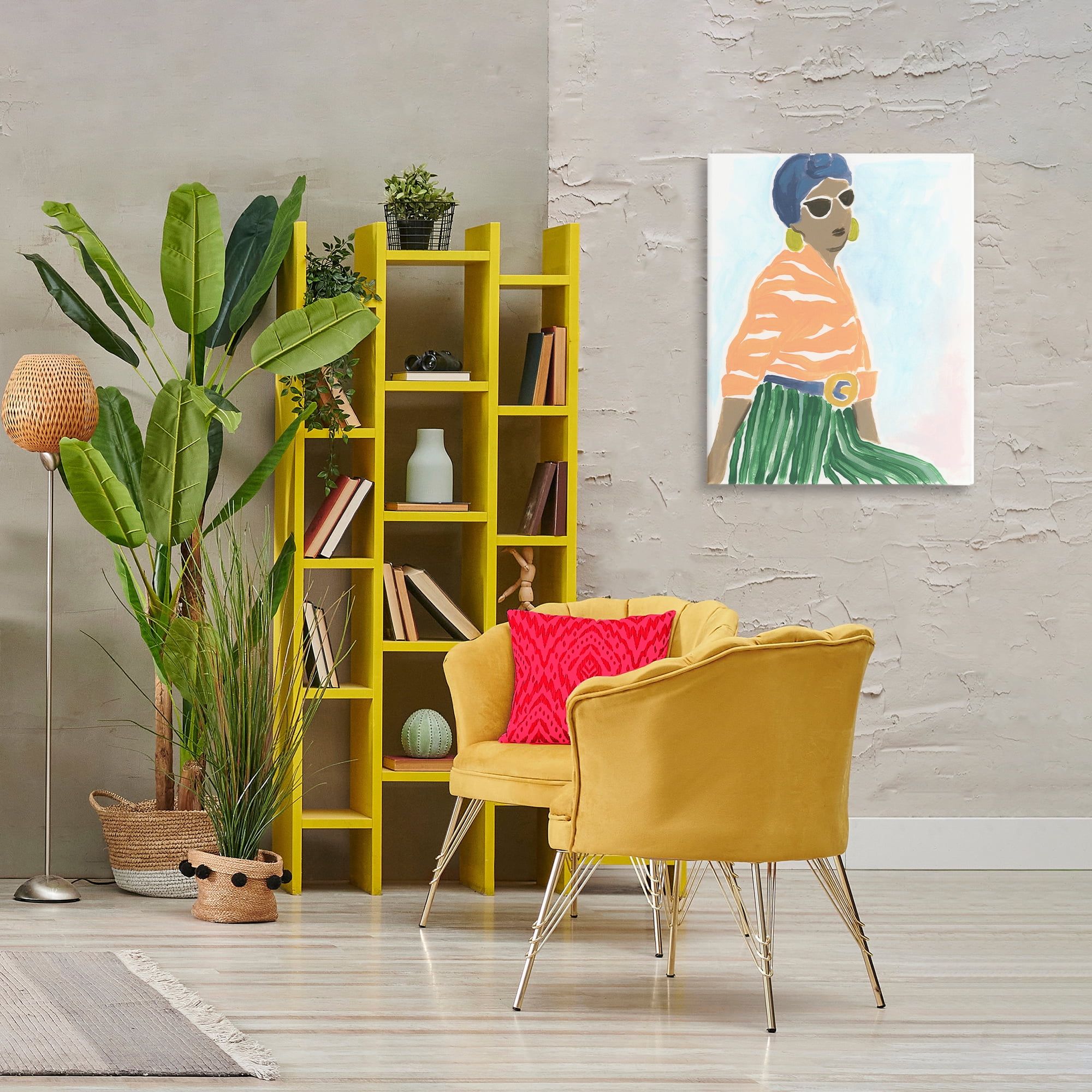 Stupell Industries Stylish Woman with Headwrap People Painting Wrapped Canvas Art Print Wall Art, 24 x 30