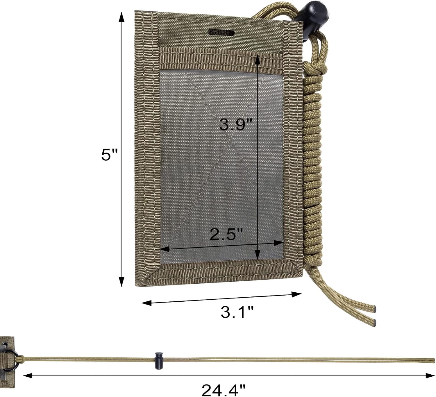 Tactical ID Card Holder Hook & Loop Patch Badge Holder Neck Lanyard Key Ring and Credit Card Organizer