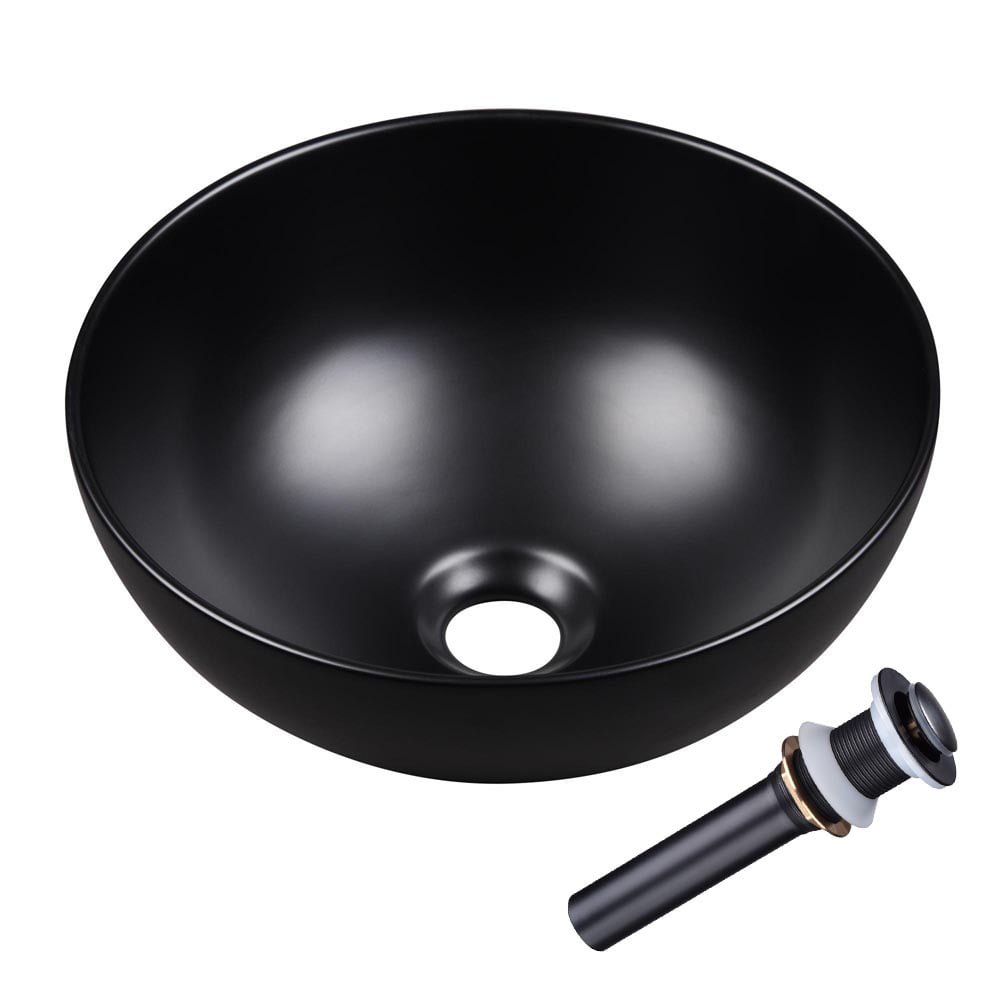 Aquaterior® 12" Black Bathroom Vessel Sink Round Bowl Shaped Countertop