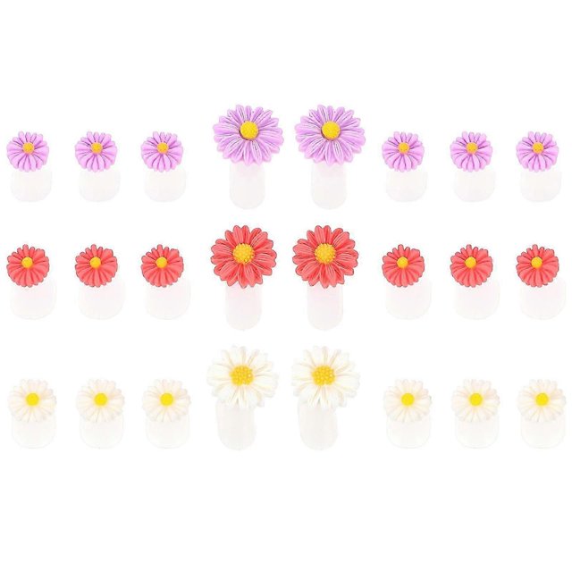 24pcs Daisy Flower Silicone Toe Separators Toes Dividers Pedicures Tools
