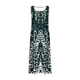 thumbnail image 5 of Women's Linen Dresses Casual Loose Crew Neck Summer Dress Sleeveless Tank Dress Print T Shirt Dress Sundress Boho Dress Flowy Baggy Summer Beach Dress Long Tunic Dress Army Green L, 5 of 5