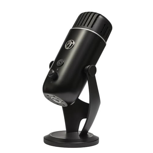 Arozzi Colonna Professional USB Condenser Microphone for PC, Mac, Gaming, Recording, Streaming, Podcasting on PC, Desktop Mic with Multi Pick-up Patterns - Black