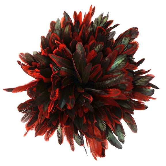 Zucker Feather Products Rooster Coque Tails Feathers Black Iridescent - 8-10" x 1 yd - Red