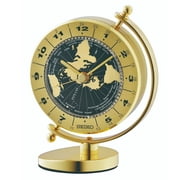 Seiko Brass World Time Desktop Clock, Metal Case, Quiet Sweep Second Hand, Analog, Quartz, QHG106GLH