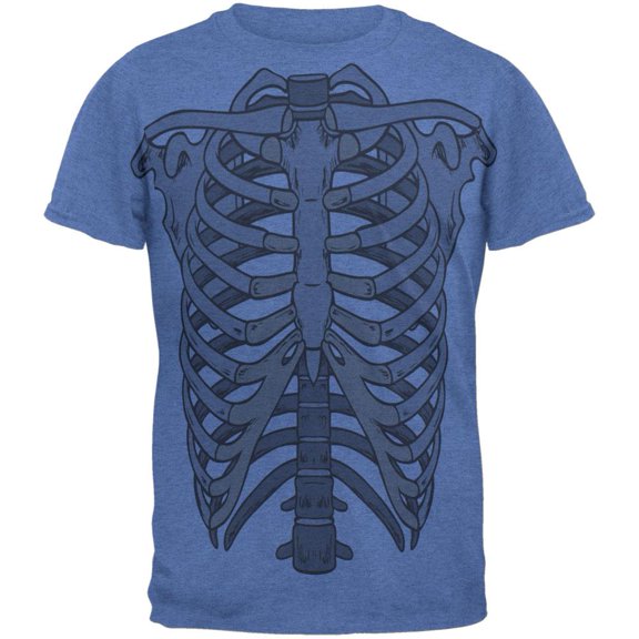 Rib Cage All Over Heather Blue Adult T-Shirt - Large