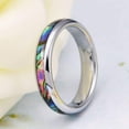 thumbnail image 2 of Wedding Rings Women's 4mm Domed Silver Tungsten Ring Abalone Wedding Band, 2 of 6