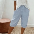 thumbnail image 3 of Jamicy Womens Half Shorts Pants Casual Stripe Elastic Loose Shorts Bermuda Long Pajama Shorts Seersucker Pj Sleep Shorts, 3 of 4