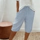 thumbnail image 1 of TaTaai Women Loose Fit Striped Knee Length Shorts Casual Style Ladies Fitness Daily Lounge Wear Non-See-Through No Fading Stylish Comfortable Capri Pants Gift, 1 of 4