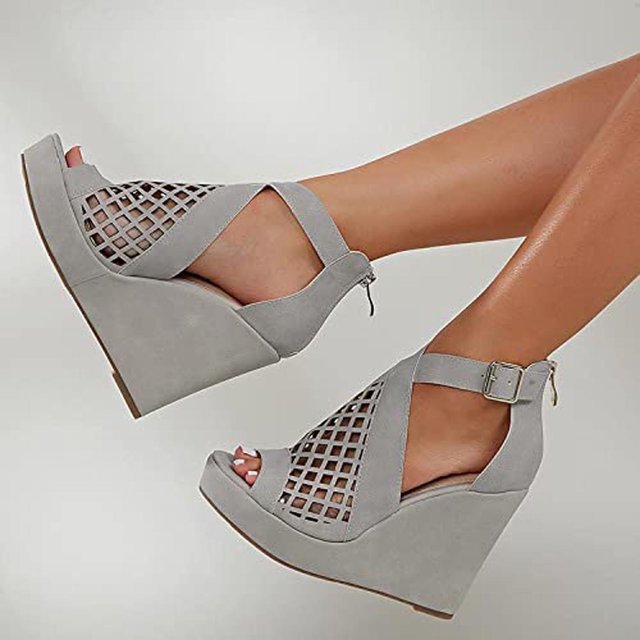 Nuevas sandalias de cuña Zapatos de mujer ahuecados con boca de pez de fondo grueso para mujer Wmkox8yii sa3519