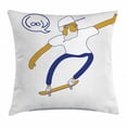 thumbnail image 1 of Indie Throw Pillow Cushion Cover, Cool Hipster Old Man on Skateboard with Beard Sunglasses Urban Character, Decorative Square Accent Pillow Case, 20 X 20 Inches, Light Coffee Blue White, by Ambesonne, 1 of 2
