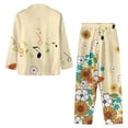 thumbnail image 4 of Kuiaobaty Sunflower Flower Print Womens Pajamas Set Music Note Long Sleeve Sleepwear Button Down Pj Sets Comfy Soft Loungewear, S, 4 of 7