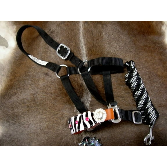 Horse Noseband Tack Bronc Leather HALTER Tiedown Lead Rope 28043
