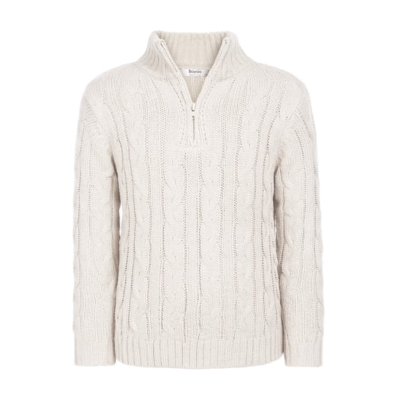 Arshiner Boy's Cable Knitted Sweater Half Zip Lightweight Casual Pullovers