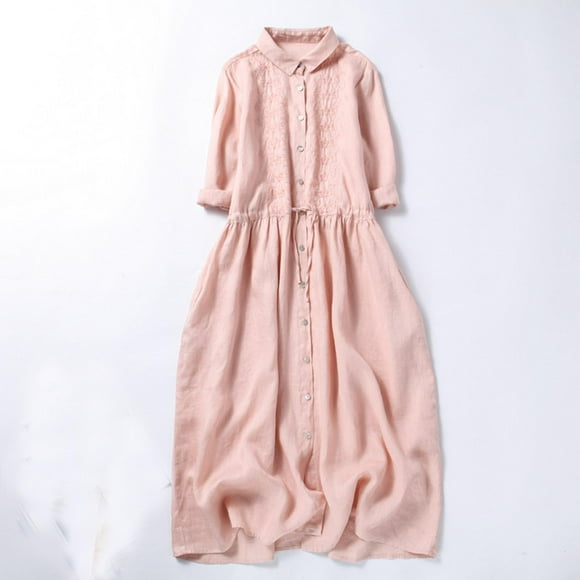 Taylonsss Womens Loose Fit V Neck Slimming Embroidered Flowy Dress Boho Style