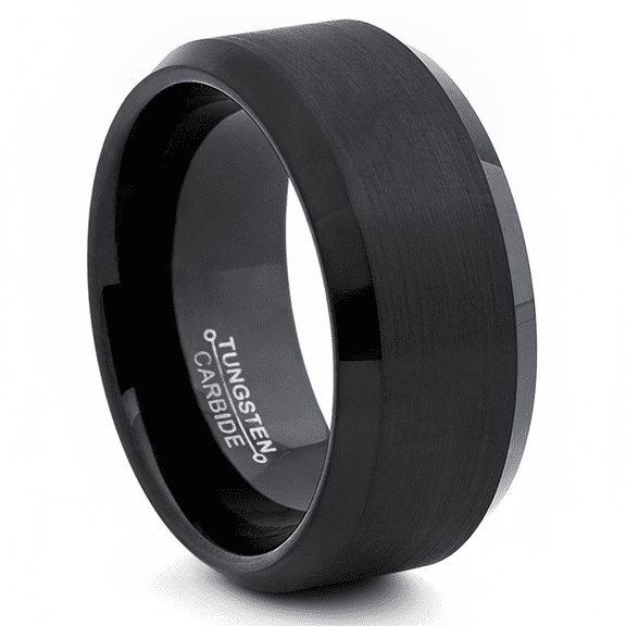 Metal Masters Tungsten Carbide Black Mens Wide Tungsten Carbide Band Ring 10mm Comfort-Fit
