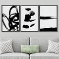 thumbnail image 3 of PixonSign Framed Wall Art Set Grunge Style Black & White Paint Strokes Abstract Shapes Modern Art Prints Bohemian Group Dramatic Grey for Living Room, Bedroom, Office - 24"x36"x3 Black, 3 of 5