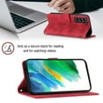 thumbnail image 7 of Tarise Phone Case for Samsung Galaxy S21 FE 5G, Premium PU Leather Card Holder Wrist Strap Magnetic Closure Flip Stand Function TPU Interior Book Cover for Samsung S21 FE 5G Wallet Case, Red, 7 of 7