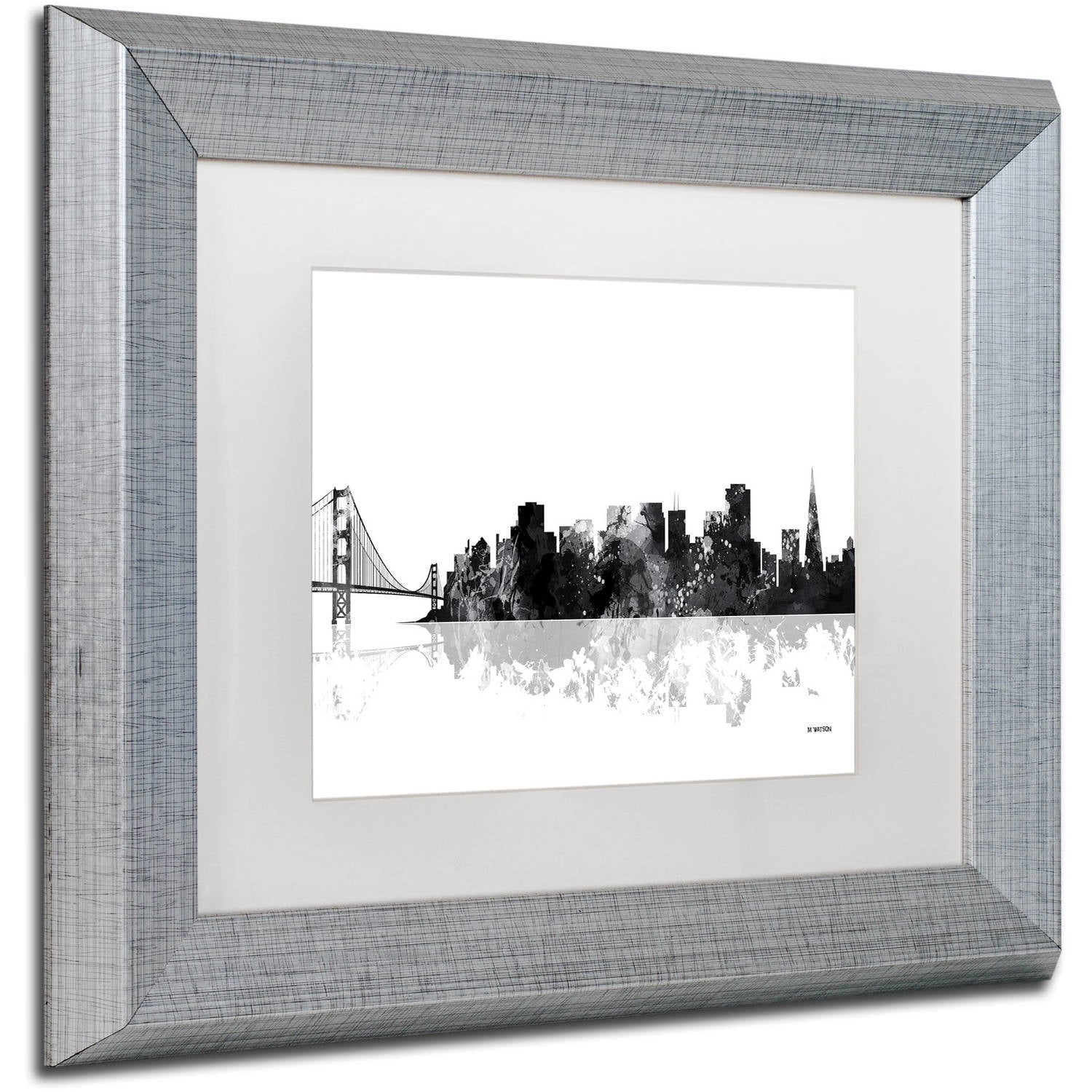 Trademark Fine Art "San Francisco CA Skyline BG-1" Canvas Art by Marlene Watson, White Matte, Silver Frame