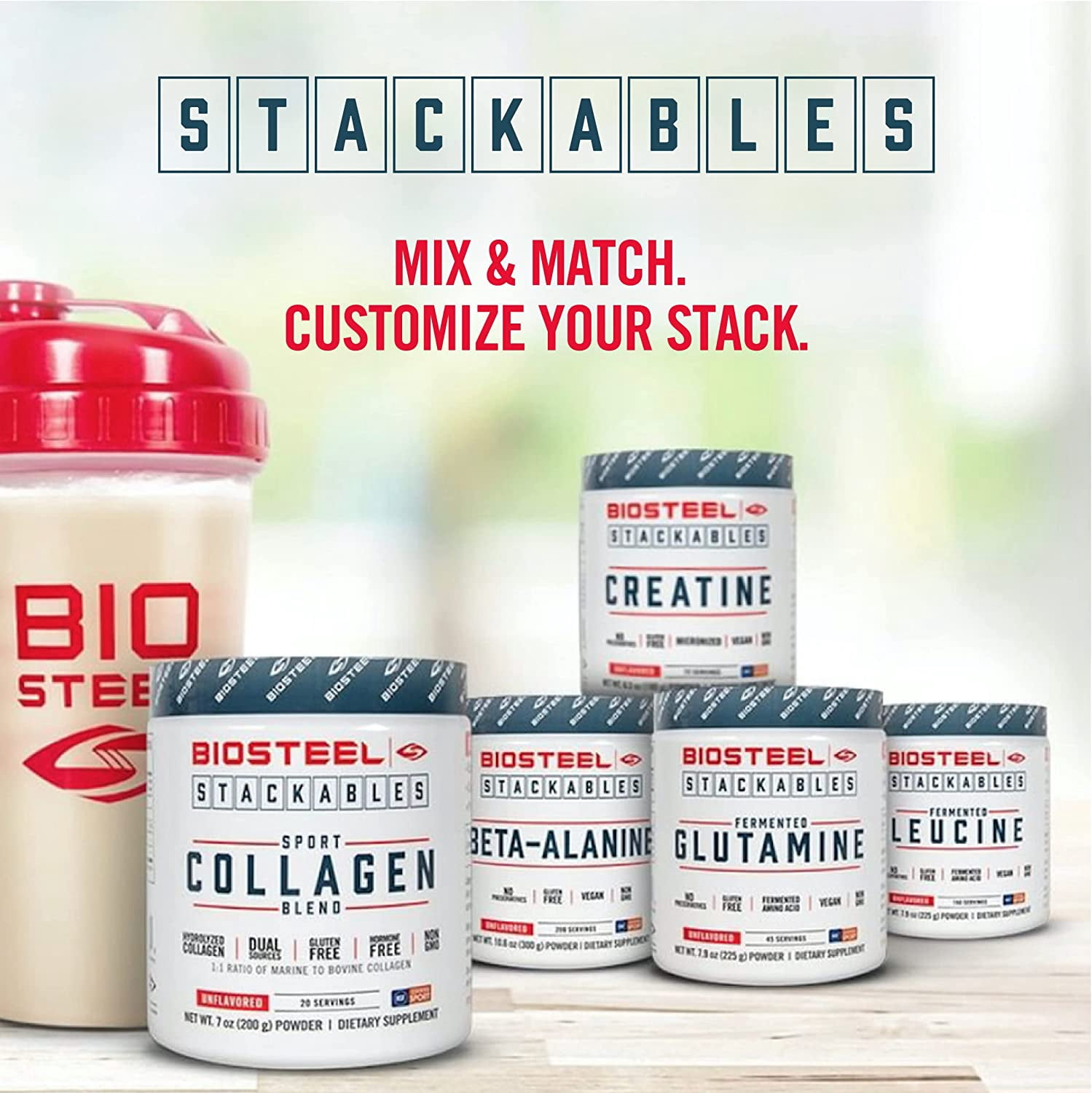 BioSteel Stackables Creatine Monohydrate Powder, Gluten Free and Non-GMO Formula, Unflavored, 72 Servings