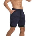 thumbnail image 3 of Men's 2 In 1 Sports Quick Dry Workout Running Shorts Lightweight Athletic Gym Shorts With Compression Liner - Navy Blue, 3 of 5