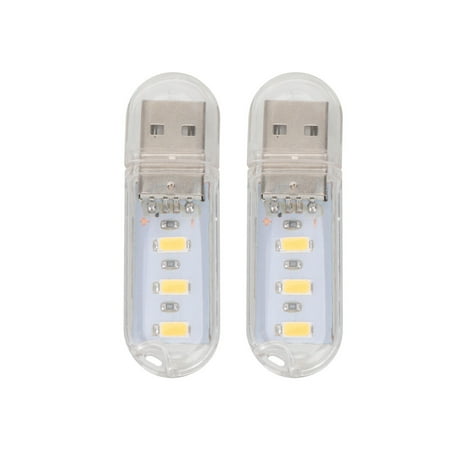 

HOMEMAXS 2PCS Mini Portable Bright 3 LED Night Light USB Lamp (Warm White)