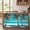 Lake Blue, variant on Cabinet Curtains 10"W x 11"L, Ocean Sink Skirt for Bathroom Kitchen Self Adhesive, Palms Tropical Island Summer Beach Sea Water Desk Privacy Short Curtain for Shelves Closet Table Storage