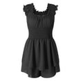 thumbnail image 4 of KelaJuan Summer Women Short Sleeve Rompers Dress Sexy Solid Color Ruffle Off-shoulder Party Dresses with Shorts Jumpsuit Beach Streetwear, 4 of 8