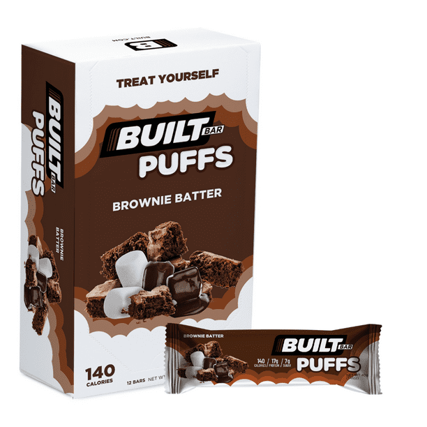 Built Bar Puffs, Protein Bar, Brownie Batter Flavor, 1.41oz Bars, 12