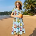 thumbnail image 4 of Balery Cute Cartoon Owls 3 Vestidos sueltos de manga corta para mujer, vestidos de verano 2025, vestidos casuales de corte A con vuelo., 4 of 6
