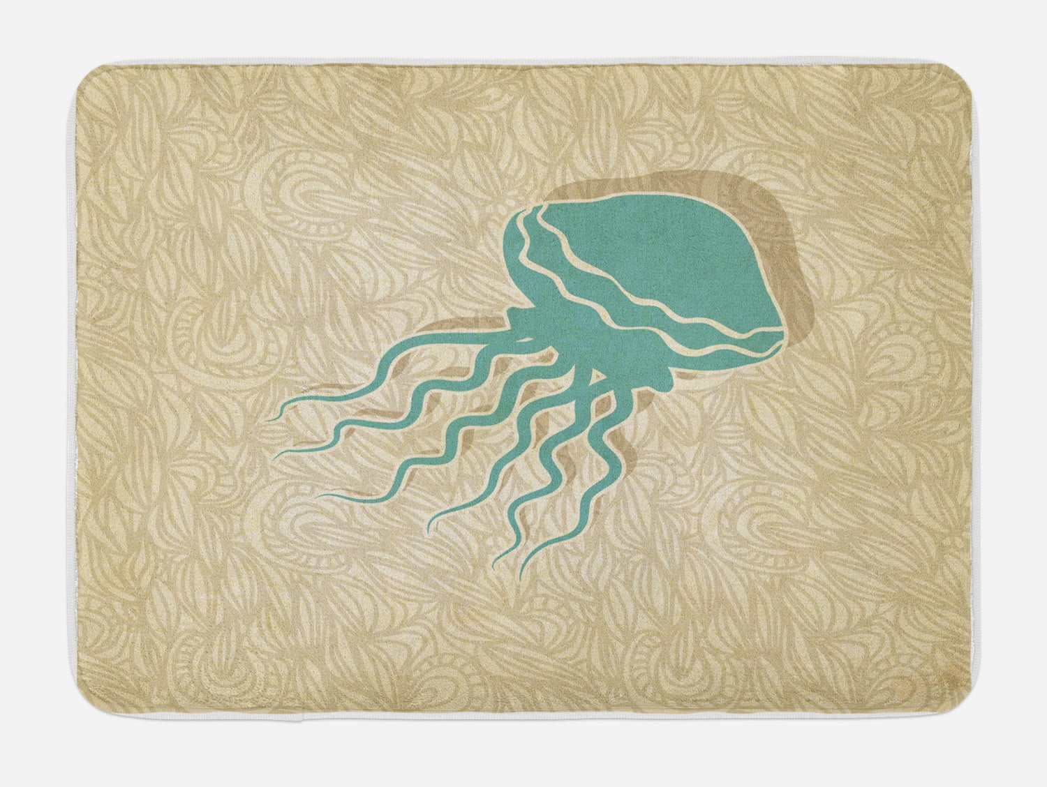 Jellyfish Bath Mat, Beach Summer Oceanic Life Tropicalea Animal
