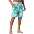 thumbnail image 5 of INSPIRE CHIC Men's Tropical Floral Print Elastic Waist Drawstring Hawaiian Summer Beach Swim Shorts 36 Green White, 5 of 5