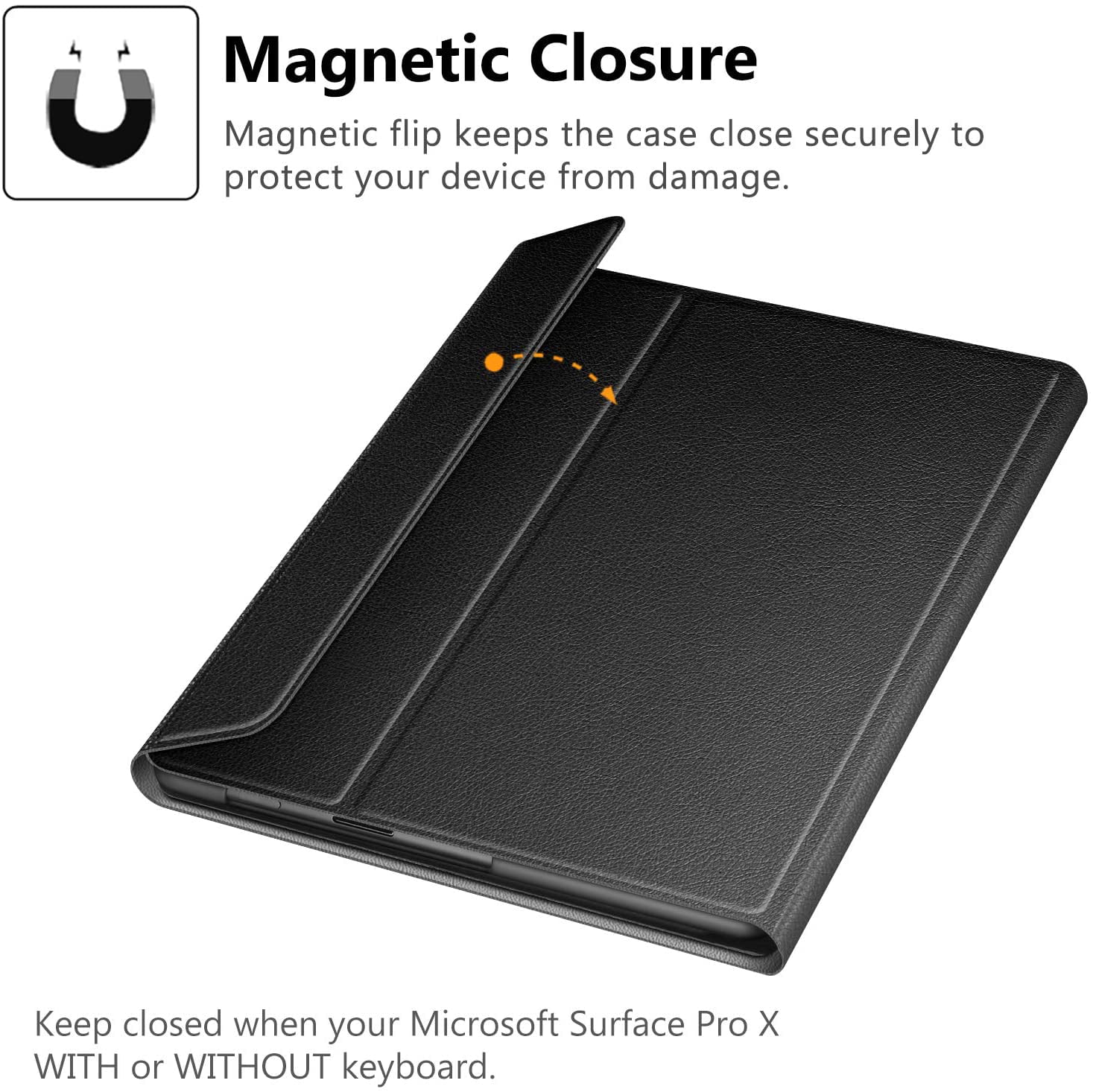 FINTIE Housse pour Microsoft Surface Pro X - Coque Multi-Angle Etui Protection en Cuir PU Fermeture Magnétique pour Tablette Microsoft Surface Pro X 13 Denim Gris 2021/2020 / 2019 