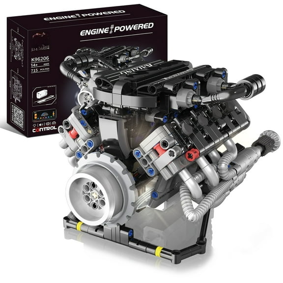 Honchoes V8 Car Mechanical Engine Model Building Set for Adults Compatible with Lego 715 Pcs