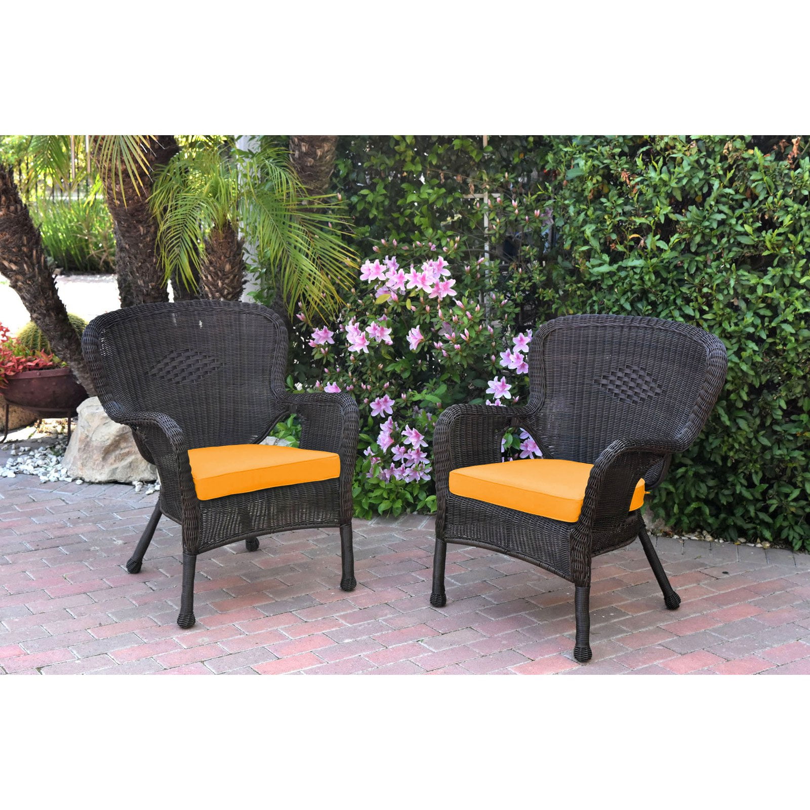 Jeco Windsor Resin Wicker Outdoor Patio Arm Chair Set of 2