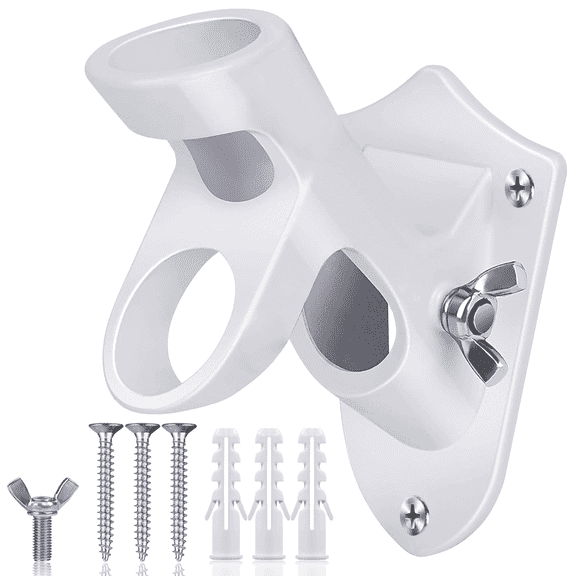 Flag Pole Holder for Outside House, Flag Holder for Outside, Heavy Duty Flag Pole Mounting Bracket 2-Position, Aluminum Rust Free Coated, 1" (White)