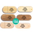 thumbnail image 1 of Unidades flash USB Paintechz con logotipo personalizado de madera, 8 GB, paquete de 100, 1 of 8
